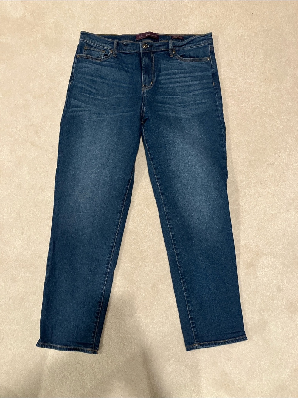 Gloria Vanderbilt Dark Blue Straight-Leg Jeans boyfriend 12